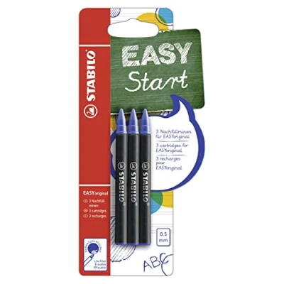 Imagen de Stabilo EASYoriginal Pack de 3 recambios para bolígrafo ergonómico (tinta azul borrable/punta 0,5 mm)
