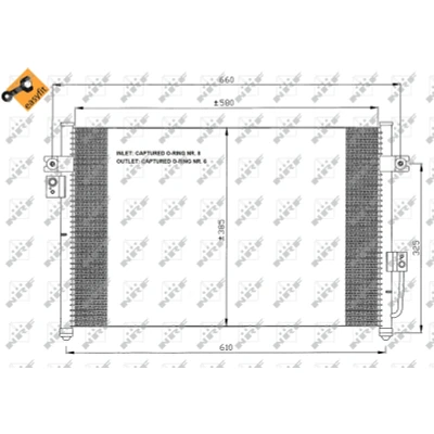 Imagen de NRF EASY FIT 35426 Condensador con junta anular 12,9 8,2 Aluminio 580 HYUNDAI: Terracan