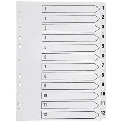 Imagen de Q Connect Index A4 Multi Punched 1 12 White Board Clear Tabbed