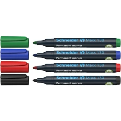 Imagen de Schneider Maxx 130 Marcador permanente, rellenable, 1 3 mm, colores surtidos, estuche de 4