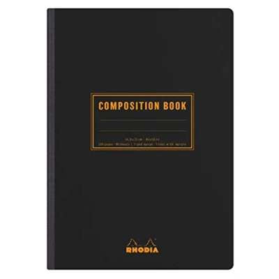 Imagen de RHODIA 119219C Cuaderno flexible con respaldo de tela, composición libro negro A5 Lineado 160 páginas Papel Clairefontaine blanco 80 g/m Classic