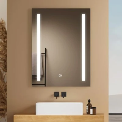 Imagen de EMKE Espejo de baño LED 60 x 80 cm con Interruptor táctil + antivaho, luz Blanca fría Pared