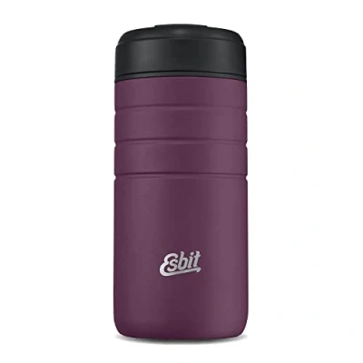 Imagen de Esbit Majoris Taza térmica de acero inoxidable con cierre clic, color negro, plateado y más, 450 ml, para bebidas calientes frías, café té