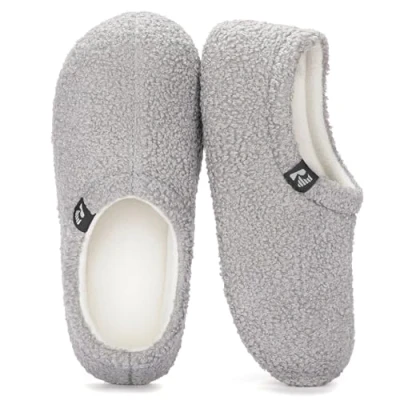 Imagen de RockDove Zapatilla Interior de Peluche Teddy para Mujer con Parte Trasera Cerrada, 36/37 EU, Gris Claro