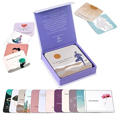 Imagen de tarjetas de afirmaciones positivas para mujeres motivacionales con preguntas que provocan reflexión, diarias atención plena, inspiradoras,