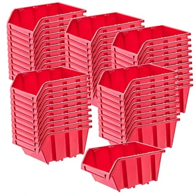 Imagen de KADAX Gavetas Apilables y Modulares de Plastico para Herramientas, Cajas Organizadoras Almacenaje, Almacenamiento (Rojo: 50, 290 x 200 mm)