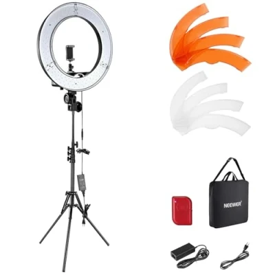 Imagen de NEEWER Aro de Luz con Trípode: 48cm 55W 5600K Regulable LED Anillo Soporte para Móvil, Fotografía Ring Light Cámara Profesional, Selfie TikTok/Youtube/Peluquería