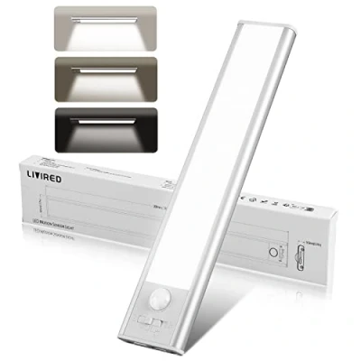 Imagen de Livired Luces LED Armario,Luz con Sensor de Movimiento Recargable,20cm Luz Armario Movimiento,Luces Armarios sin Cable,Luz Adhesiva USB Recargable