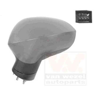 Imagen de espejo retrovisor Van Wezel 4919817 izquierda imprimado completo, convexo, para ajuste elect. espejo, abatible eléctricamente, calefactable