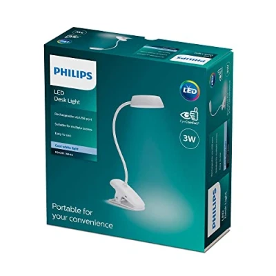 Imagen de Philips Lighting 929003179707 Lámpara de mesa Donutclip, Color Blanco, 1 Unidad