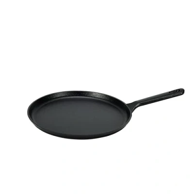 Imagen de Amazon Basics Plancha redonda en hierro fundido pretratado, Redondo, antiadherente, de 26,67 cm, Negro