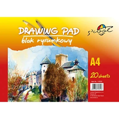 Imagen de S&#039;COOL Bloc de dibujo papel (A4, 90 g/m², 20 hojas), color blanco Cuaderno bocetos para