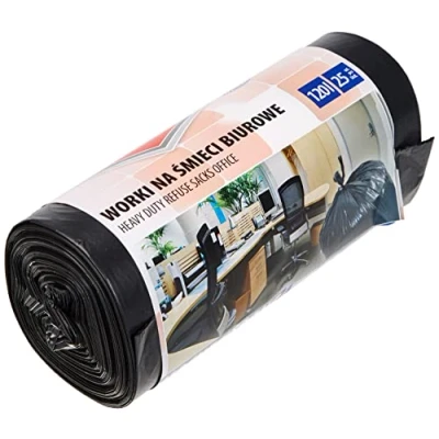Imagen de Office Products 22021236 05 Bolsas de basura 120 L, 25 unidades, LDPE para residuos domésticos la oficina Color: negro Grosor película: 28 μm
