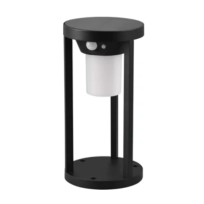 Imagen de Trio LED Solar Outdoor Path Light Carmo 541069132, Aluminio Negro Fundido a Presión Mate, Pantalla Plástico Blanco, incl. de 2 vatios, Sensor movimiento