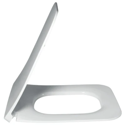 Imagen de Asiento para inodoro SlimSeat Venticello de Villeroy &amp; Boch, aro extraíble con tapa y cierre automático, Duroplast resistente, pieza recambio original, Diseño Sandwich Slim, rectangular, blanco