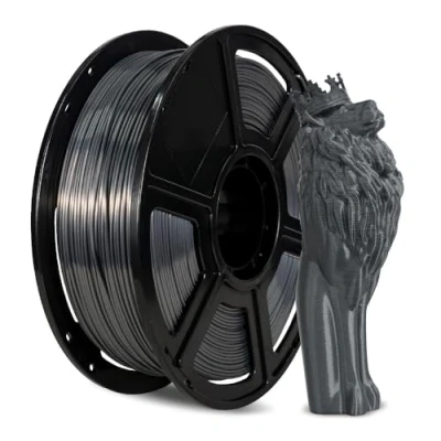 Imagen de FLASHFORGE Filamento de seda para impresora 3D 1,75 mm, bobina 1 kg, precisión dimensional +/ 0,02 mm impresoras FDM, textura y brillo ultra alto (gris)