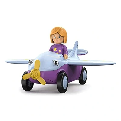 Imagen de Toddys by siku 0109, Conny Cloudy, Avión de 3 piezas, Interconectable, Incluye figura móvil, Motor fricción, Lila/Azul claro, A partir 12 meses