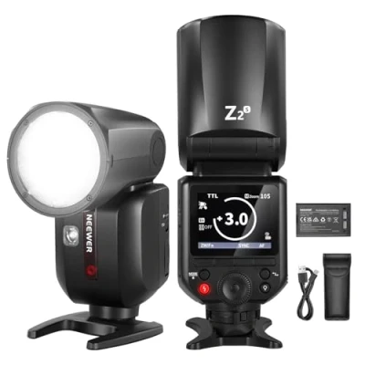 Imagen de NEEWER Z2 S 2.4G TTL Flash Speedlite Cabeza Redonda Compatible con Sony, HSS 76Ws 1/8000s Mejorada UI, 2 Lámpara Modelar, Interruptor TCM rápido TTL/M, 7,2V/3000mAh Batería, 600 Power