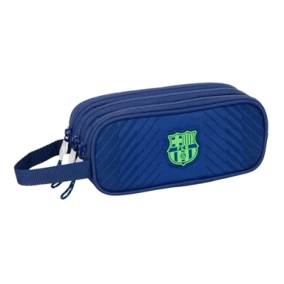Imagen de Safta F.C. Barcelona Navy Blue Estuche Triple Cremallera, Infantil, Niño, Ideal para Niños de 5 a 14 Años, Cómodo y Versátil, Calidad Resistencia, 21x7x8.5 cm