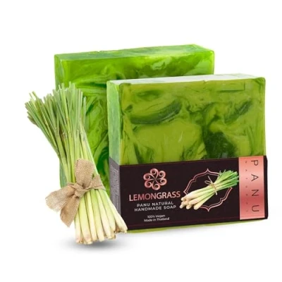 Imagen de Panu Soaps Lemongrass Jabón de Ducha Vegano para Todo Tipo Piel Natural como Gel Sólido y Champú