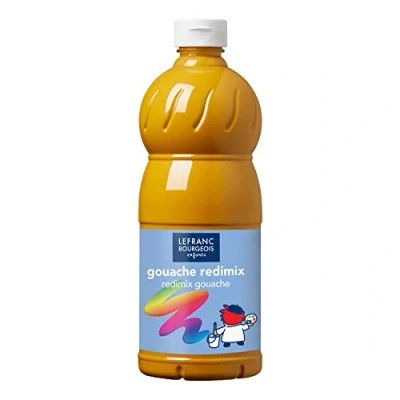 Imagen de Lefranc Bourgeois Educación, gouache líquida Redimix, témperas para niños, 1L ocre amarillo, pinturas niños y manualidades