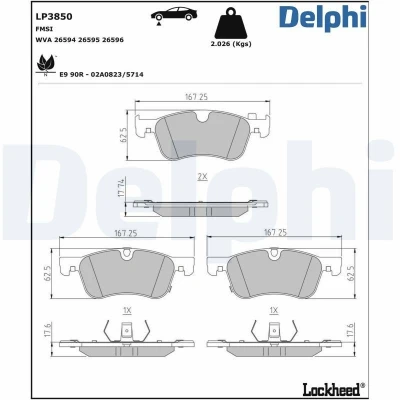 Imagen de Juego de pastillas freno DELPHI LP3850