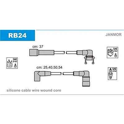Imagen de JANMOR RB24 Juego de Cables Encendido RENAULT: CLIO 1, 19 II Hatchback, Chamade