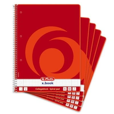 Imagen de Herlitz 306456 Lote de 5 blocs notas (A4, 80 hojas, borde izquierdo y derecho)