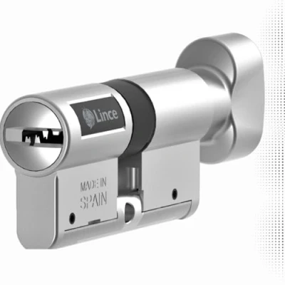 Imagen de Lince Cilindro de cerradura alta seguridad con botón C7 L30+B30 Desbloqueable 5 llaves Color níquel Resistente a todas las técnicas robo conocidas