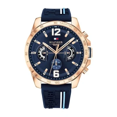 Imagen de Tommy Hilfiger Reloj Analógico Multifuncional de Cuarzo para Hombres con Correa Silicona, Acero Inoxidable o Cuero, Subesferas Día y Fecha, Resistente al Agua hasta 5ATM.