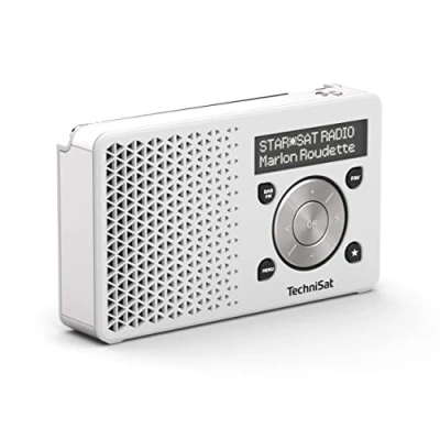 Imagen de TechniSat DIGITRADIO 1 Radio Dab+ Portátil con Batería Recargable (Dab, FM, Altavoz, Conexión para Auriculares, Memoria de Favoritos, Pantalla OLED, Pequeña, Vatio RMS) Plata/Blanco