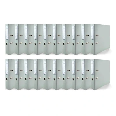 Imagen de Netuno 20x Ekobox Archivador Azul pastel brillante 2 anillas 7,5cm lomo estrecho tamaño A4 organizador de cartón sólido para oficina estanterías carpetas y escritorio despacho