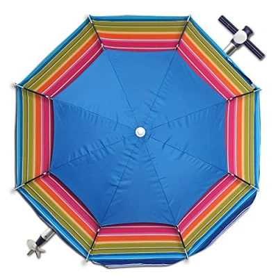 Imagen de Pincho Sombrilla Playa Grande 200cm, Antiviento 35km/h, Protección UV50+, Rosca, Ventilación Doble, Aluminio, 8 Varillas Fibra Vidrio, Plegable, Reclinable, Funda Transporte, Resistente Viento