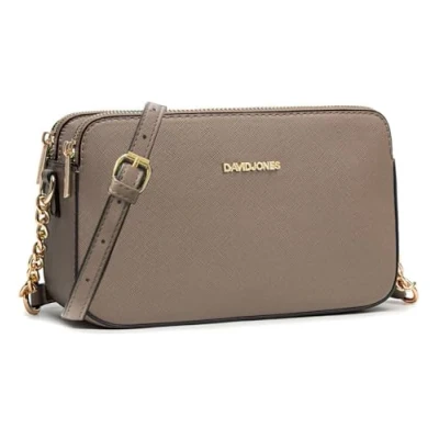 Imagen de DAVID Jones Bolso bandolera para mujer Funda teléfono móvil de piel sintética rígida Necesidad cadenas llevar al hombro Bolsa 3 compartimentos bolsillos Fiesta compras en