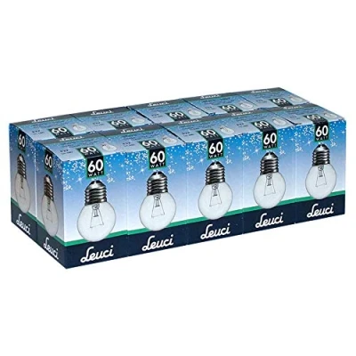 Imagen de Leuci Lote de 10 bombillas P45, 60 W, E27, transparentes, luz blanca cálida, intensidad regulable