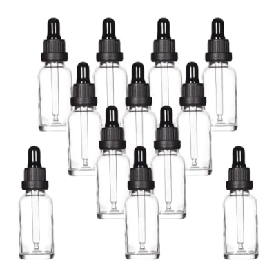 Imagen de YIZHAO Transparente Frasco Cuentagotas Cristal 30ml, con Goteros Cristal, para Aceite Esencial, Laboratorio, Aromaterapia, Fragancia, Masaje, Cosméticos, Viajes 12Pcs