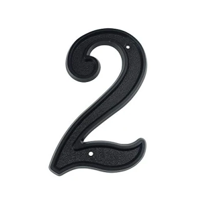 Imagen de HASWARE Número de casa 5.5 pulgadas (139mm) Números puerta modernos dirección calle, Plástico ABS negro (2)