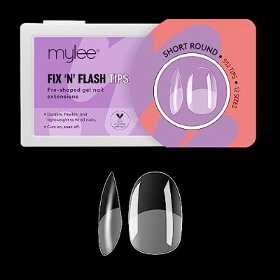 Imagen de Mylee Fix &amp; Flash Soft Gel Tips Puntas de Uñas Suave, Cobertura Completa, Extensiones Gel, Flexibles y Resistentes, 12 Tamaños, 552 Piezas, por Todas las (Short Round)