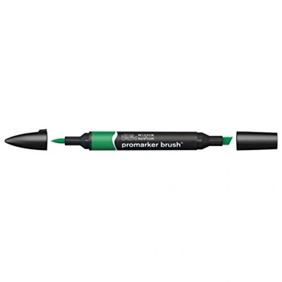 Imagen de Winsor &amp; Newton Promarker Brush Rotulador Doble Punta, Punta Pincel, Tinta Base Alcohol, Color Lush Green (g756)