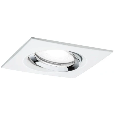 Imagen de Paulmann 93674 Luminaria empotrable LED Nova Plus, cuadrada, orientable, 6 W IP65 reg., Spot, blanco mate, cromo, aluminio zinc, lámpara 4000 K GU10