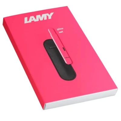 Imagen de Lamy Pico Bolígrafo de punta rosa neón (incluye estuche piel auténtica y compacta M 22, 1 clic, tamaño completo), color