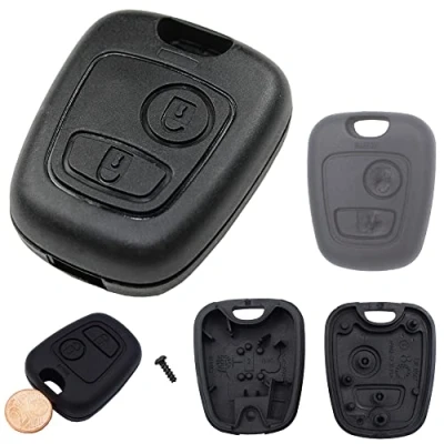 Imagen de Carcasa para llave con mando a distancia de 2 botones Peugeot 106, 107, 206, 207, 208, 407, 806, Citroën C1, C2, C3, C4, C5, Xsara Picasso, Saxo, Toyota Aygo, sin componentes