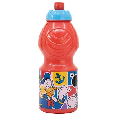 Imagen de Botella de agua plástico infantil con cierre anti goteo 400 ml Mickey Mouse