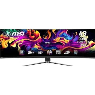 Imagen de Monitor gaming MSI MAG 491CQP 49 QD OLED, Curvo, 49&quot;, DQHD, 0.03 ms, 144 Hz, OLED Care 2.0, Negro