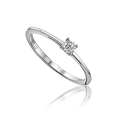 Imagen de Miore Lab Diamonds Diamantes creados en Laboratorio: anillo de compromiso solitario 4 garras oro blanco 14 kilates 585, con diamante creado laboratorio 0,16 quilates