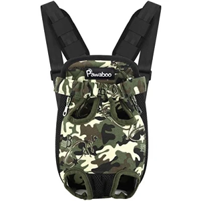 Imagen de Pawaboo Mochila del Perro Adjustable Bolsa Delantera Pet Front Cat Dog Carrier Backpack/Piernas Afuera &amp; Fácil de Ajustar para Viajar/Senderismo/Camping, XL, Camuflaje