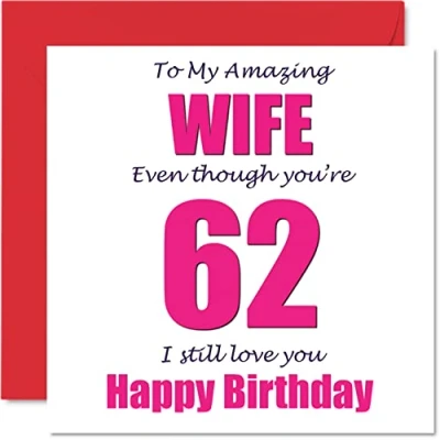 Imagen de Divertidas tarjetas de cumpleaños número 62 para esposa I Still Love You Tarjeta feliz parte del marido, pareja, regalos bromas esposa,