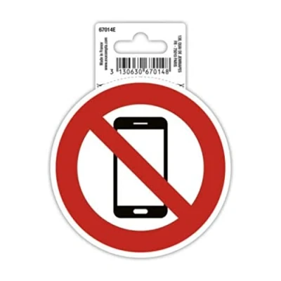 Imagen de Exacompta Ref 67014E Señal autoadhesiva de empresa sin teléfonos móviles Tamaño 10 cm Señalización esencial para empresas, negocios y necesidades comerciales