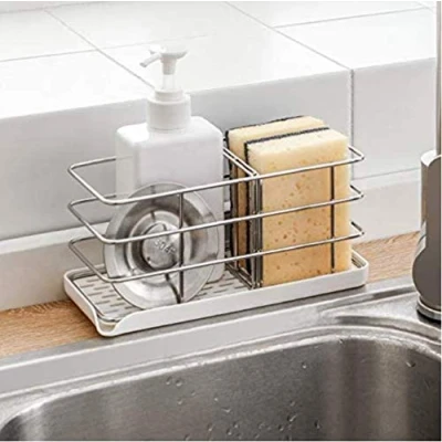 Imagen de Timpou 304 Soporte de Esponja Acero Inoxidable, Multifuncional para Fregadero Cocina, Organizador Fregadero, Bandeja escurridor Platos, jabonera, Panel Colgante Ajustable