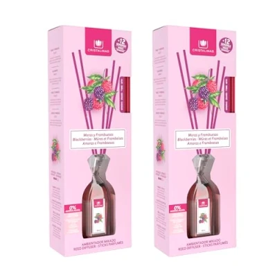 Imagen de CRISTALINAS Pack 2 Ambientador Mikado 100% Puro Larga Duración 12 Semanas 2x90ml 0% Alcohol (Moras y Frambuesas, 90ml)